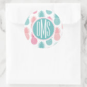 Sticker Rond Motif d'ananas vintage | Monogramme (Sac)