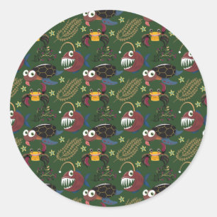 Sticker Rond Motif d'animaux aquatiques vie sous-marine en me