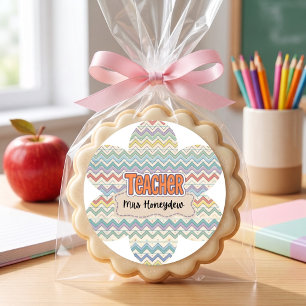 Sticker Rond Motif d'appréciation de professeur rétro mignon
