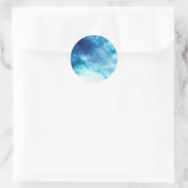 Sticker Rond Motif d'aquarelle bleu Ombre Inkblot (Sac)
