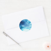 Sticker Rond Motif d'aquarelle bleu Ombre Inkblot (Enveloppe)