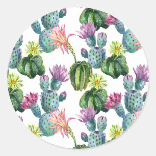 Sticker Rond Motif d'aquarelle Cactus Art