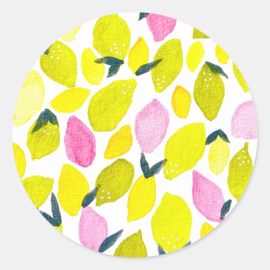 Sticker Rond Motif d'aquarelle citron (Devant)