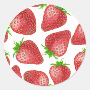 Sticker Rond Motif d'aquarelle de fraises