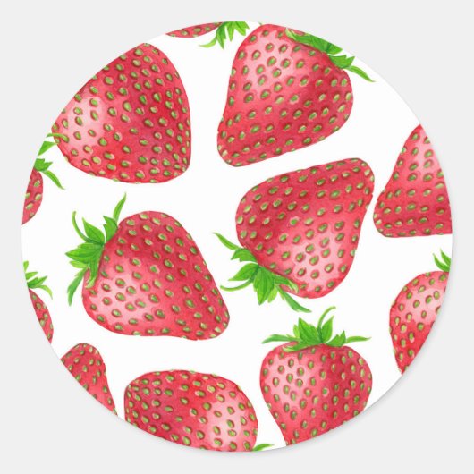 Sticker Rond Motif d'aquarelle de fraises (Devant)