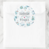 Sticker Rond Motif d'aquarelle de la belle baleine nautique (Sac)