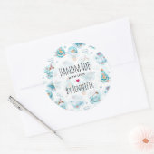 Sticker Rond Motif d'aquarelle de la belle baleine nautique (Enveloppe)