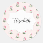 Sticker Rond Motif d'aquarelle des choux mignons Monogramme (Devant)