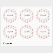 Sticker Rond Motif d'aquarelle des choux mignons Monogramme (Feuille)