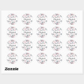 Sticker Rond Motif d'aquarelle rose et gris (Feuille)