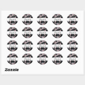 Sticker Rond Motif d'aquarelle rose et gris (Feuille)