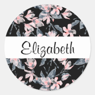 Sticker Rond Motif d'aquarelle rose et gris