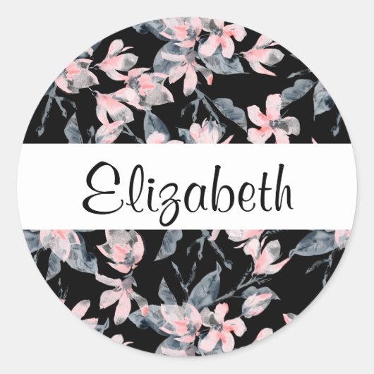 Sticker Rond Motif d'aquarelle rose et gris (Devant)