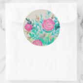 Sticker Rond Motif d'aquarelle rose Roses Floral (Sac)