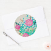 Sticker Rond Motif d'aquarelle rose Roses Floral (Enveloppe)
