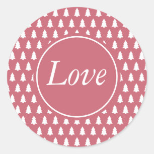 Sticker Rond Motif d'arbre de Noël rose blanc