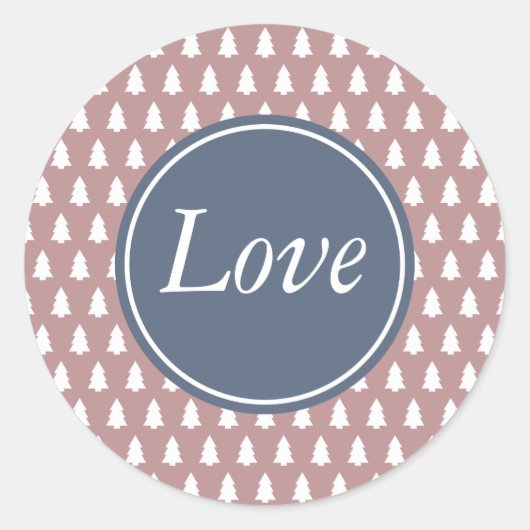 Sticker Rond Motif d'arbre de Noël rose bleue blanche et violet (Devant)