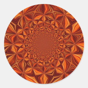 Sticker Rond Motif d'art numérique kaléidoscope rouge-67546