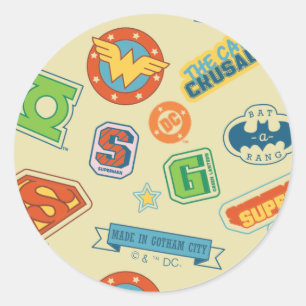 Sticker Rond Motif de badge de super-héros de la Ligue de justi