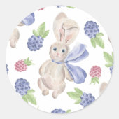 Sticker Rond Motif de baies de printemps d'aquarelle de lapin (Devant)