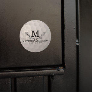 Sticker Rond Motif de balle de golf personnalisé Nom Monogramme