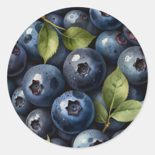 Sticker Rond Motif de bleuets à aquarelle éparpillée