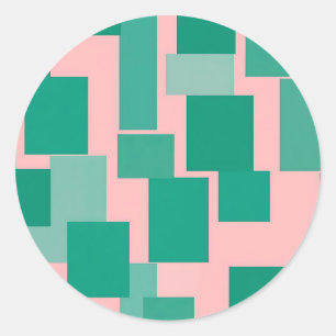 Sticker Rond Motif de blocs de couleur moderne abstrait rose sa