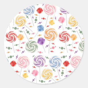 Sticker Rond Motif de bonbons sucettes Coloré