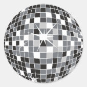 Sticker Rond Motif de boule Disco Argent (Devant)