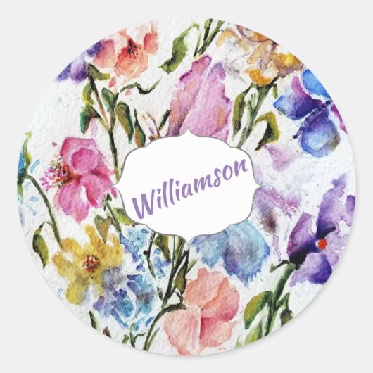 STICKER ROND MOTIF DE BOUTEILLES ET FLEURS BLANCHES (Devant)