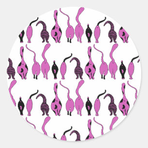 Sticker Rond Motif de boutons de chats violets