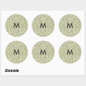 Sticker Rond Motif de branche de saule Monogram William Morris (Feuille)