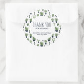 Sticker Rond Motif de cactus vert foncé Anniversaire Merci (Sac)