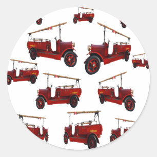 Sticker Rond Motif de camion Vintage rouge,