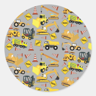 Sticker Rond Motif de camions de construction