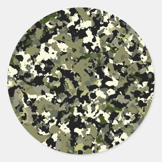 Sticker Rond Motif de camouflage vert noir crème Favor (Devant)