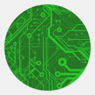 Sticker Rond Motif de carte à circuit imprimé vert