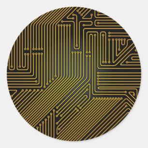 Sticker Rond Motif de carte de circuit informatique