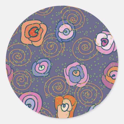 Sticker Rond motif de champ rose Abstrait (Devant)