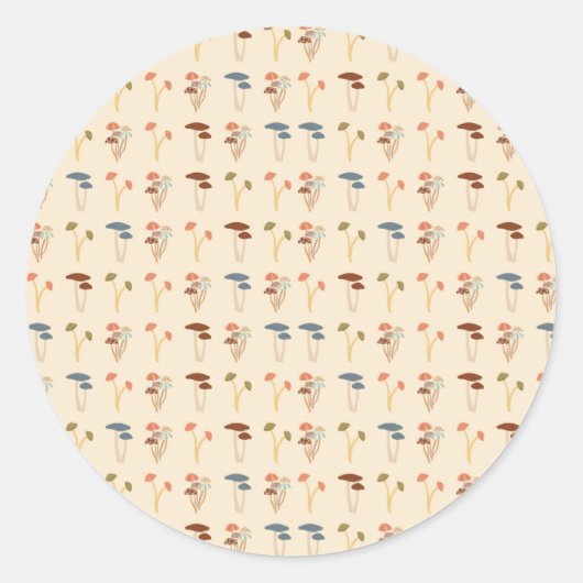 Sticker Rond Motif de champignons (Devant)
