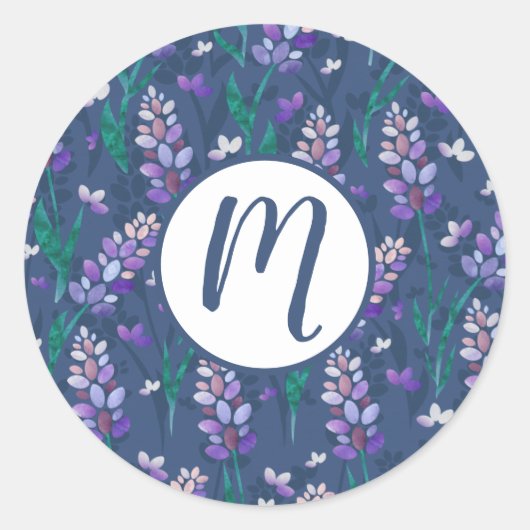 Sticker Rond Motif de champs Lavender dans violet (Devant)