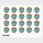 Sticker Rond Motif de chats Kitty Pop Art coloré (Feuille)