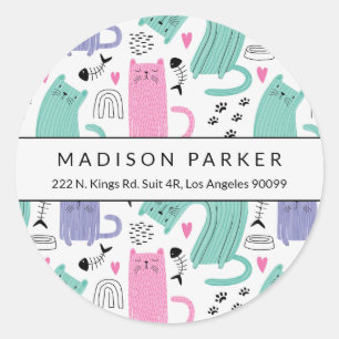 Sticker Rond Motif de chats mignons