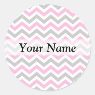 Sticker Rond Motif de chevron rose et gris
