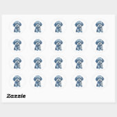 Sticker Rond Motif de chien Denim Patchwork Art (Feuille)
