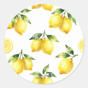 Sticker Rond Motif de citron à l'aquarelle
