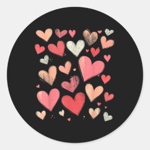 Sticker Rond Motif de coeur - Thème d'amour - Pour lui et elle