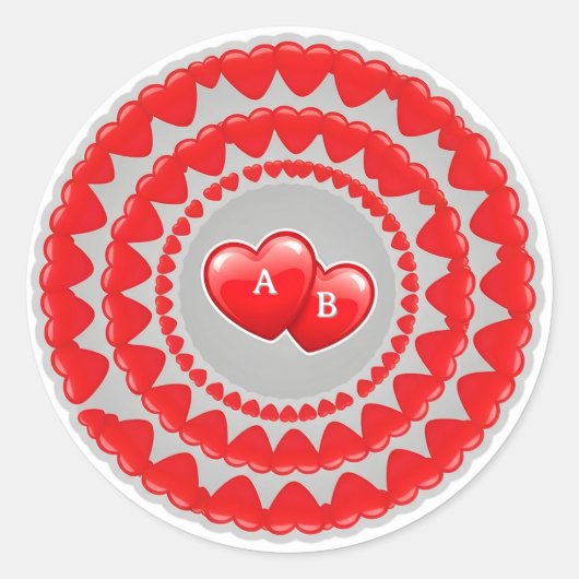 Sticker Rond Motif de cœurs romantiques (Devant)