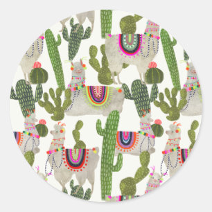 Sticker Rond Motif de collection Llamarama