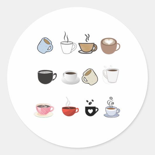 Sticker Rond Motif de conception de cafés Mugs (Devant)